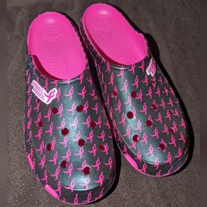 Susan G. Coleman Breast Cancer Crocs, Women's 11, pink and black